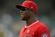 OAKLAND, CA - SEPTEMBER 04: Justin Upton #9 of the Los Angeles Angels of Anaheim looks on as he walks off the field at the end of the seventh inning against the Oakland Athletics at Oakland Alameda Coliseum on September 4, 2017 in Oakland, California. (Photo by Thearon W. Henderson/Getty Images)