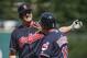 Cleveland Indians' Jay Bruce celebrates with Jose Ramirez (11) after hitting a three-run home run off Detroit Tigers starting pitcher Buck Farmer during the first inning in a baseball game, Wednesday, Sept. 13, 2017, in Cleveland. (AP Photo/Ron Schwane)