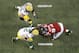 Atlanta Falcons defensive end Tyson Jackson (94) sacks Green Bay Packers quarterback Aaron Rodgers (12) during the second half of the NFL football NFC championship game Sunday, Jan. 22, 2017, in Atlanta. The Falcons won 44-21 to advance to Super Bowl LI. (AP Photo/John Bazemore)
