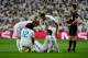 Real Madrid's midfielder from Croatia Mateo Kovacic (C) suffers muscle pains during the UEFA Champions League football match Real Madrid CF vs APOEL FC at the Santiago Bernabeu stadium in Madrid on September 13, 2017. / AFP PHOTO / PIERRE-PHILIPPE MARCOU (Photo credit should read PIERRE-PHILIPPE MARCOU/AFP/Getty Images)