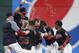 CLEVELAND, OH - SEPTEMBER 14: Jay Bruce #32 of the Cleveland Indians celebrates with teammates after hitting a game winning single off Brandon Maurer #32 of the Kansas City Royals during the tenth inning at Progressive Field on September 14, 2017 in Cleveland, Ohio. The Indians defeated the Royals 3-2 for their 22nd win in a row, an MLB record. (Photo by Ron Schwane/Getty Images)