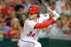 WASHINGTON, DC - AUGUST 10: Bryce Harper #34 of the Washington Nationals bats against the Miami Marlins at Nationals Park on August 10, 2017 in Washington, DC. (Photo by G Fiume/Getty Images)