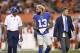 CLEVELAND, OH - AUGUST 21: Odell Beckham Jr. #13 of the New York Giants looks toward the defense as he walks off the field after suffering an injury during a preseason game against the Cleveland Browns at FirstEnergy Stadium on August 21, 2017 in Cleveland, Ohio. (Photo by Joe Robbins/Getty Images)