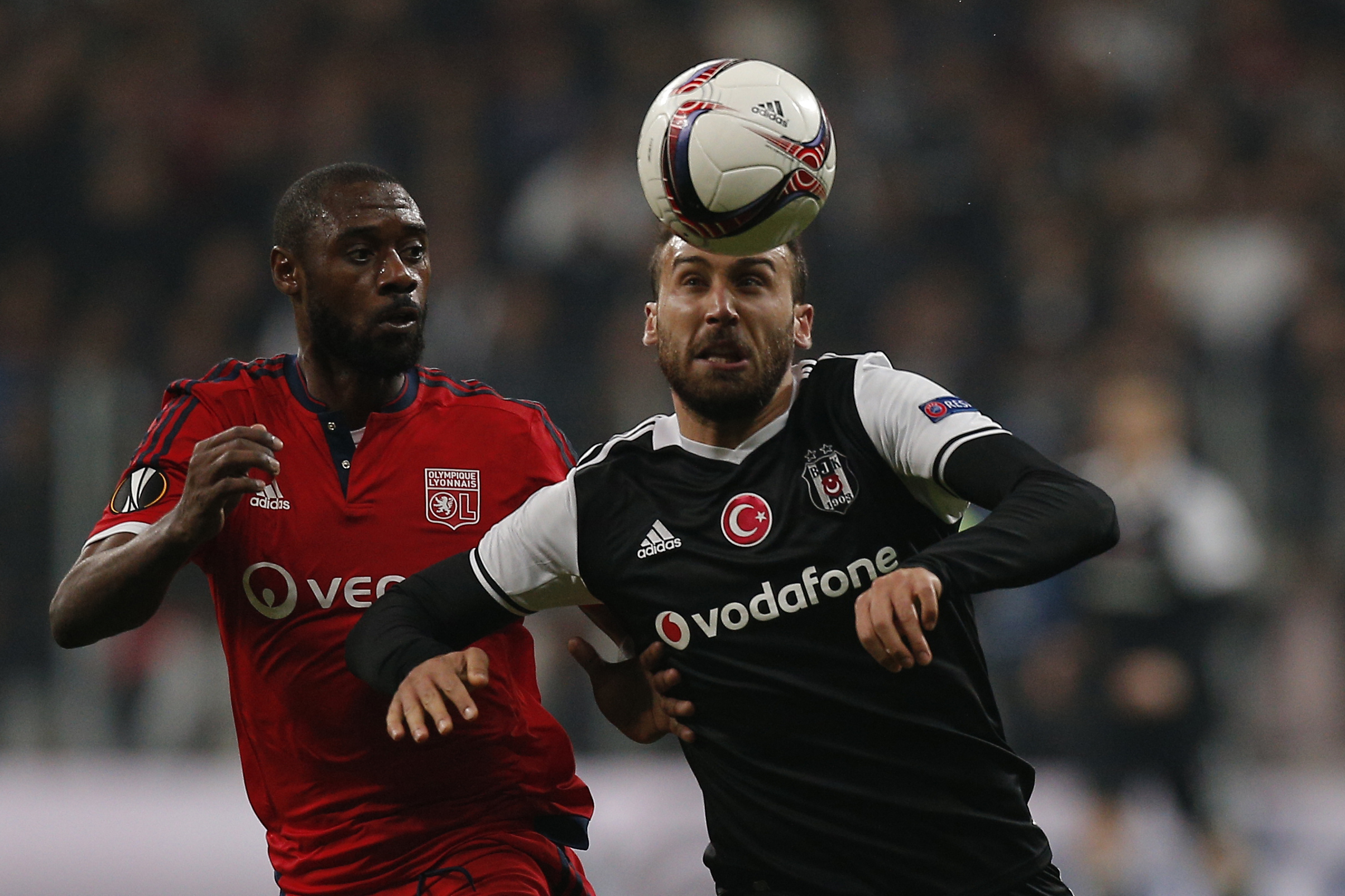 Cenk Tosun of Besiktas JK controls the ball duing the 2023/24 UEFA