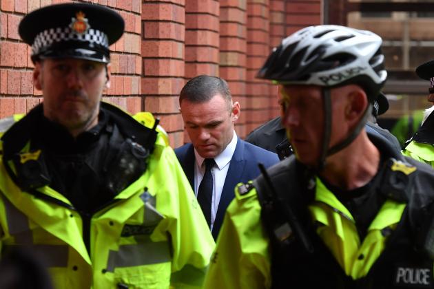 STOCKPORT, ENGLAND - SEPTEMBER 18:  Football player Wayne Rooney arrives at Stockport Magistrates Court to face a drink-driving charge on September 18, 2017 in Stockport, England. The former England captain was arrested when stopped by police in Wilmslow on September 1st.  (Photo by Anthony Devlin/Getty Images)