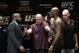 LOS ANGELES, CA - JULY 26: Dana White (C), UFC President, separates the two fighters Daniel Cormier (L) and Jon Jones during the UFC 214 Press Conference at The Novo by Microsoft July 26, 2017 in Los Angeles, California. (Photo by Kevork Djansezian/Zuffa LLC via Getty Images)