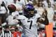 TCU quarterback Kenny Hill (7) passes during the first half an NCAA college football game against SMU in Fort Worth, Texas, Saturday, Sept. 16, 2017. (AP Photo/LM Otero)