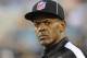 JACKSONVILLE, FL - AUGUST 9: Line judge Carl Johnson checks play as the Jacksonville Jaguars host the Atlanta Falcons at Jacksonville Municipal Stadium on August 9, 2008 in Jacksonville, Florida. (Photo by Al Messerschmidt/Getty Images)
