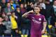 Manchester City's Brazilian striker Gabriel Jesus celebrates scoring the team's third goal during the English Premier League football match between Watford and Manchester City at Vicarage Road Stadium in Watford, north of London on September 16, 2017. / AFP PHOTO / Ben STANSALL / RESTRICTED TO EDITORIAL USE. No use with unauthorized audio, video, data, fixture lists, club/league logos or 'live' services. Online in-match use limited to 75 images, no video emulation. No use in betting, games or single club/league/player publications. / (Photo credit should read BEN STANSALL/AFP/Getty Images)