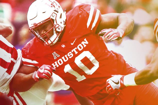 Houston defensive tackle Ed Oliver (10) in the first half during an NCAA college football game against Arizona, Saturday, Sept. 9, 2017, in Tucson, Ariz. (AP Photo/Rick Scuteri)