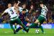 BARCELONA, SPAIN - SEPTEMBER 19: Lionel Messi of FC Barcelona competes for the ball with four Eibar players during the La Liga match between Barcelona and SD Eibar at Camp Nou on September 19, 2017 in Barcelona, Spain. (Photo by David Ramos/Getty Images)