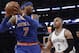 Brooklyn Nets' Randy Foye (2) defends New York Knicks' Carmelo Anthony (7) during the first half of an NBA basketball game Thursday, March 16, 2017, in New York. (AP Photo/Frank Franklin II)
