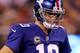 EAST RUTHERFORD, NJ - SEPTEMBER 18: Eli Manning #10 of the New York Giants looks on in the fourth quarter against the Detroit Lions during their game at MetLife Stadium on September 18, 2017 in East Rutherford, New Jersey. (Photo by Elsa/Getty Images)