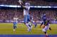 EAST RUTHERFORD, NJ - SEPTEMBER 18: (NEW YORK DAILIES OUT) Eric Ebron #85 of the Detroit Lions hauls in a touchdown reception against Darian Thompson #27 of the New York Giants on September 18, 2017 at MetLife Stadium in East Rutherford, New Jersey. The Lions defeated the Giants 24-10. (Photo by Jim McIsaac/Getty Images)