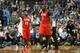 MINNEAPOLIS, MN - APRIL 13: Toney Douglas #16 and Kendrick Perkins #5 of the New Orleans Pelicans celebrate against the Minnesota Timberwolves on April 13, 2016 at Target Center in Minneapolis, Minnesota. NOTE TO USER: User expressly acknowledges and agrees that, by downloading and or using this Photograph, user is consenting to the terms and conditions of the Getty Images License Agreement. Mandatory Copyright Notice: Copyright 2016 NBAE (Photo by Jordan Johnson/NBAE via Getty Images)