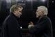 NFL commissioner Roger Goodell, left and Dallas Cowboys owner Jerry Jones talk during the NFL football game between the Jacksonville Jaguars and the Dallas Cowboys at Wembley Stadium, London, Sunday, Nov. 9, 2014. (AP Photo/Matt Dunham)