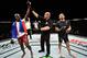 SAITAMA, JAPAN - SEPTEMBER 22: (L-R) Ovince Saint Preux celebrates his submission victory over Yushin Okami of Japan in their light heavyweight bout during the UFC Fight Night event inside the Saitama Super Arena on September 22, 2017 in Saitama, Japan. (Photo by Jeff Bottari/Zuffa LLC/Zuffa LLC via Getty Images)