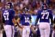 EAST RUTHERFORD, NJ - SEPTEMBER 18: Eli Manning #10 of the New York Giants looks on in the fourth quarter against the Detroit Lions during their game at MetLife Stadium on September 18, 2017 in East Rutherford, New Jersey. (Photo by Elsa/Getty Images)