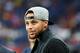 PARIS, FRANCE - AUGUST 25: Stephen Curry attends the French Ligue 1 match between Paris Saint Germain (PSG) and AS Saint-Etienne at Parc des Princes on August 25, 2017 in Paris, France (Photo by Xavier Laine/Getty Images)