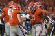 Sep 16, 2017; Athens, GA, USA; Georgia Bulldogs running back D'Andre Swift (7) reacts with quarterback Jake Fromm (11) after running for a touchdown against the Samford Bulldogs during the second half at Sanford Stadium. Mandatory Credit: Dale Zanine-USA TODAY Sports