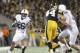 IOWA CITY, IOWA- SEPTEMBER 23: Running back Saquon Barkley #26 of the Penn State Nittany Lions rushes up field during the second quarter past linebackers Josey Jewell #43 and Ben Niemann #44 of the Iowa Hawkeyes on September 23, 2017 at Kinnick Stadium in Iowa City, Iowa. (Photo by Matthew Holst/Getty Images)