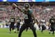 Sep 24, 2017; London, United Kingdom; Jacksonville Jaguars tight end Marcedes Lewis (89) spikes the ball after scoring on a 17-yard touchdown pass in the first quarter against the Baltimore Ravens during the NFL International Series game at Wembley Stadium. Mandatory Credit: Kirby Lee-USA TODAY Sports