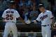 MINNEAPOLIS, MN - SEPTEMBER 17: Max Kepler #26 of the Minnesota Twins congratulates teammate Byron Buxton #25 on solo home run against the Toronto Blue Jays during the second inning of the game on September 17, 2017 at Target Field in Minneapolis, Minnesota. (Photo by Hannah Foslien/Getty Images)