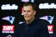 New England Patriots quarterback Tom Brady speaks to the media following an NFL football game against the Houston Texans, Sunday, Sept. 24, 2017, in Foxborough, Mass. (AP Photo/Michael Dwyer)