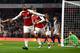 LONDON, ENGLAND - SEPTEMBER 25: Alexandre Lacazette of Arsenal celebrates as he scores their first goal during the Premier League match between Arsenal and West Bromwich Albion at Emirates Stadium on September 25, 2017 in London, England. (Photo by Mike Hewitt/Getty Images)