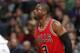 Chicago Bulls guard Dwyane Wade (3) in the first half of an NBA basketball game Tuesday, Nov. 22, 2016, in Denver. (AP Photo/David Zalubowski)