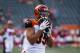 Cincinnati Bengals tight end Tyler Eifert practices before an NFL football game against the Tampa Bay Buccaneers, Friday, Aug. 11, 2017, in Cincinnati. (AP Photo/Frank Victores)