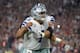 GLENDALE, AZ - SEPTEMBER 25: Offensive guard Zack Martin #70 reacts with quarterback Dak Prescott #4 of the Dallas Cowboys after scoring on a ten yard run during the second quarter of the NFL game against the Arizona Cardinals at the University of Phoenix Stadium on September 25, 2017 in Glendale, Arizona. (Photo by Jennifer Stewart/Getty Images)