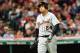 CLEVELAND, OH - SEPTEMBER 12: Miguel Cabrera #24 of the Detroit Tigers reacts after striking out during the fourth inning against the Cleveland Indians at Progressive Field on September 12, 2017 in Cleveland, Ohio. (Photo by Jason Miller/Getty Images)