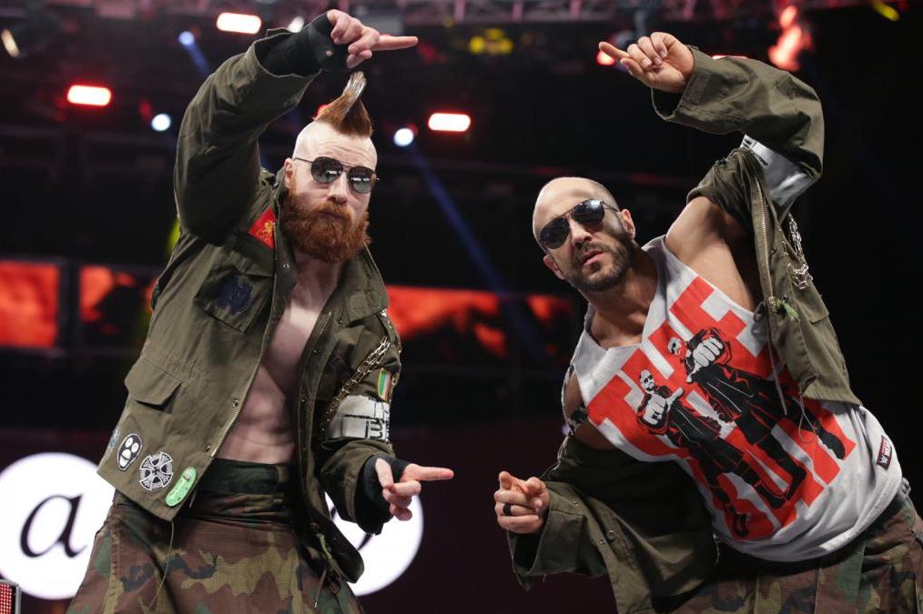 Cesaro, Sheamus and Curtis Axel take part in the Minnesota Vikings