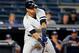 NEW YORK, NY - SEPTEMBER 26: Gary Sanchez #24 of the New York Yankees connects on an eighth inning RBI single against the Tampa Bay Rays at Yankee Stadium on September 26, 2017 in the Bronx borough of New York City. (Photo by Jim McIsaac/Getty Images)