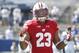 Wisconsin running back Jonathan Taylor warms up before the start of an NCAA college football game against BYU, Saturday, Sept. 16, 2017, in Provo, Utah. (AP Photo/Kim Raff)