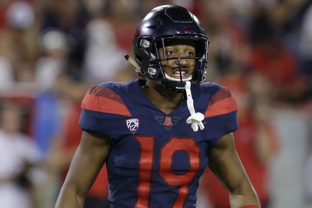 Arizona safety Scottie Young Jr. (19) in the second half during an NCAA college football game against Utah, Friday, Sept. 22, 2017, in Tucson, Ariz. Utah defeated Arizona 30-24. (AP Photo/Rick Scuteri)