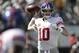 New York Giants' Eli Manning passes during the first half of an NFL football game against the Philadelphia Eagles, Sunday, Sept. 24, 2017, in Philadelphia. (AP Photo/Matt Rourke)