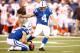 INDIANAPOLIS, IN - SEPTEMBER 24: Adam Vinatieri #4 of the Indianapolis Colts kicks a field goal during the game against the Cleveland Browns at Lucas Oil Stadium on September 24, 2017 in Indianapolis, Indiana. (Photo by Andy Lyons/Getty Images)