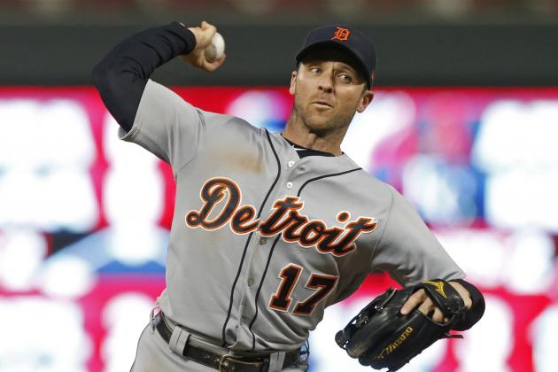 Detroit Tigers' Andrew Romine pitches against the Minnesota Twins during the eighth inning of a baseball game Saturday, Sept. 30, 2017, in Minneapolis. Romine joined a select few players by playing in all nine positions during the game. The Tigers won 3-2. (AP Photo/Jim Mone)