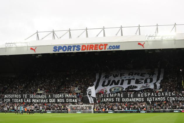 NEWCASTLE UPON TYNE, ENGLAND - OCTOBER 01:  General View of Newcastle United fans banners during the Premier League match between Newcastle United and Liverpool at St. James' Park on October 1, 2017 in Newcastle upon Tyne, England.  (Photo by Matthew Ashton - AMA/Getty Images)