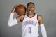 Oklahoma City Thunder guard Russell Westbrook is pictured during an NBA basketball media day in Oklahoma City, Monday, Sept. 25, 2017. (AP Photo/Sue Ogrocki)