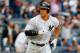 NEW YORK, NY - SEPTEMBER 30: Aaron Judge #99 of the New York Yankees looks towards his dugout after hitting a fourth inning home run against the Toronto Blue Jays at Yankee Stadium on September 30, 2017 in the Bronx borough of New York City. (Photo by Jim McIsaac/Getty Images)