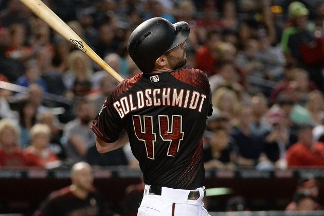PHOENIX, AZ - SEPTEMBER 23:  Paul Goldschmidt #44 of the Arizona Diamondbacks hits a three-run home run in the third inning against the Miami Marlins at Chase Field on September 23, 2017 in Phoenix, Arizona.  (Photo by Jennifer Stewart/Getty Images)