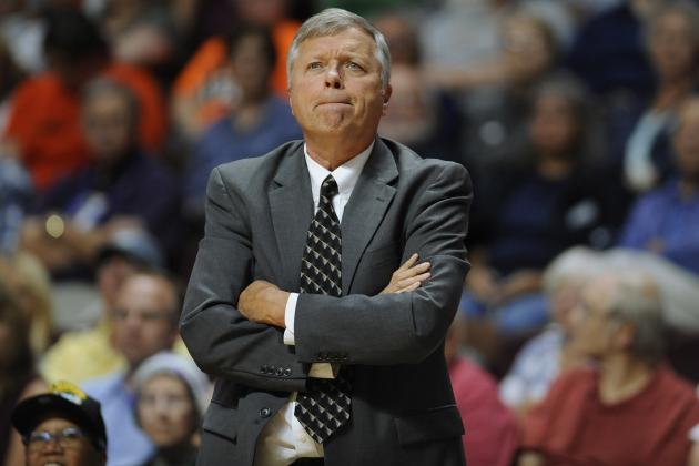 FILE - In this Aug. 30, 2016, file photo, San Antonio Stars coach Dan Hughes watches the team's WNBA basketball game against the Connecticut Sun in Uncasville, Conn. Hughes is coming back to the WNBA as coach of the Seattle Storm, multiple people with knowledge of the situation told The Associated Press. The people spoke on condition of anonymity Tuesday night, Oct. 3, 2017, because the team has not announced the move. Hughes spent 11 years as coach and general manager for San Antonio, guiding the Stars to six postseason appearances before retiring after the 2016 season. (AP Photo/Jessica Hill, File)