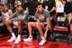 LAS VEGAS, NV - JULY 7: Lonzo Ball #2 of the Los Angeles Lakers puts on his shoes against the Los Angeles Clippers on July 7, 2017 at the Thomas & Mack Center in Las Vegas, Nevada. NOTE TO USER: User expressly acknowledges and agrees that, by downloading and/or using this Photograph, user is consenting to the terms and conditions of the Getty Images License Agreement. Mandatory Copyright Notice: Copyright 2017 NBAE (Photo by Garrett Ellwood/NBAE via Getty Images)