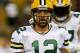GREEN BAY, WI - SEPTEMBER 28: Aaron Rodgers #12 of the Green Bay Packers warms up before the game against the Chicago Bears at Lambeau Field on September 28, 2017 in Green Bay, Wisconsin. (Photo by Stacy Revere/Getty Images)