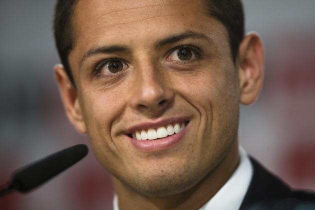 Mexico's international soccer player Javier Hernandez 'Chicharito', listens to a question at a press conference during his official presentation at the Santiago Bernabeu stadium in Madrid, Spain, Monday, Sept. 1, 2014, after signing for Real Madrid. (AP Photo/Andres Kudacki)