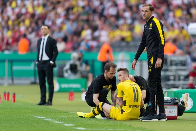 BERLIN, GERMANY - MAY 27: Marco Reus of Dortmund on the ground during the DFB Cup final match between Eintracht Frankfurt and Borussia Dortmund at Olympiastadion on May 27, 2017 in Berlin, Germany. (Photo by TF-Images/Getty Images)
