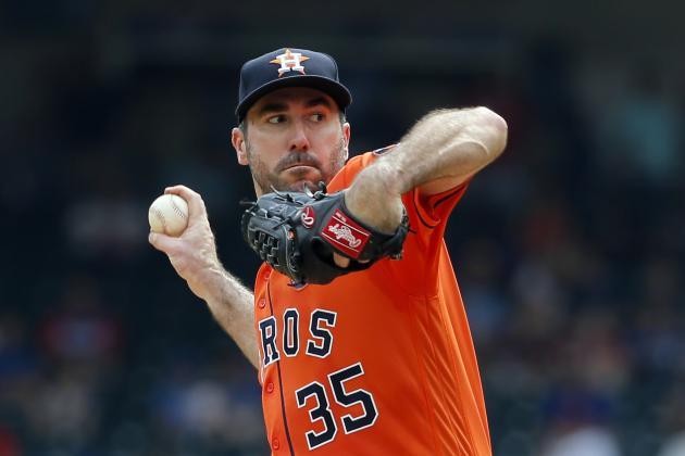 FILE - In this Sept. 27, 2017, file photo, Houston Astros starting pitcher Justin Verlander winds up to throw to the Texas Rangers during a baseball game in Arlington, Texas. The Astros will start Verlander in Game 1 of the AL Division Series against Chris Sale and the Boston Red Sox on Thursday, Oct 5. Manager A.J. Hinch announced the decision Tuesday, adding that left-hander Dallas Keuchel, who won the AL Cy Young Award in 2015, will start Game 2 on Friday against Drew Pomeranz. (AP Photo/Tony Gutierrez, File)